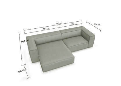W.SCHILLIG Longchair around-the-block 18050 (B=280 cm) Stoff V88/48 sand