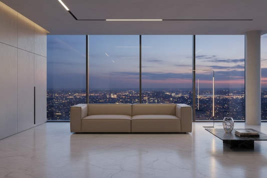 W.SCHILLIG Sofa around-the-block 18050 N120 Leder Z59/20 eisgrau