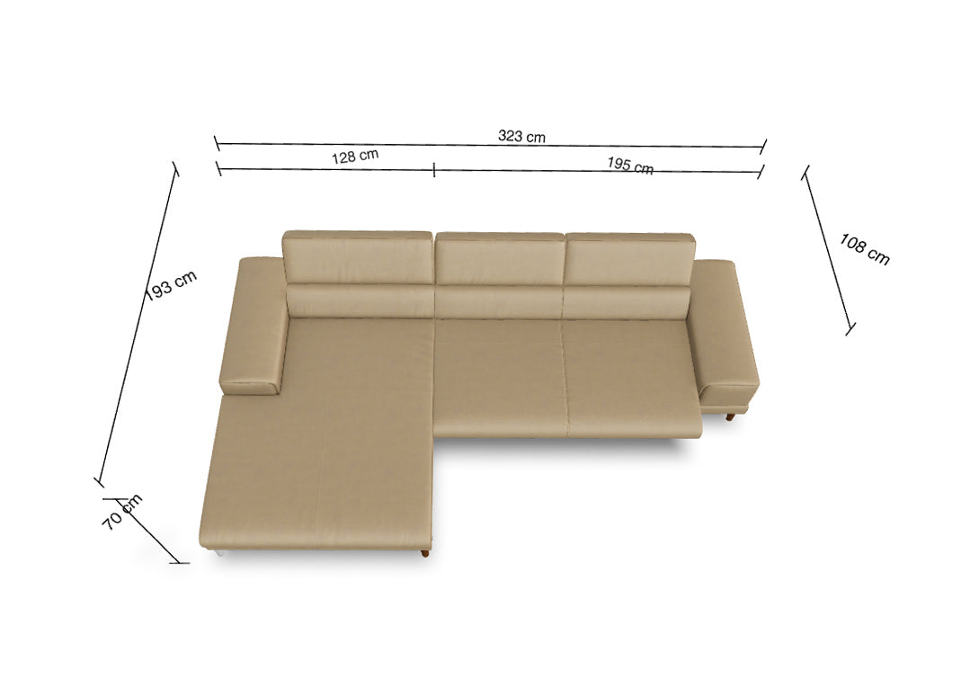 W.SCHILLIG Longchair piedroo plus 21156 (B=323 cm) Leder Z75/49 sand m. KF0326