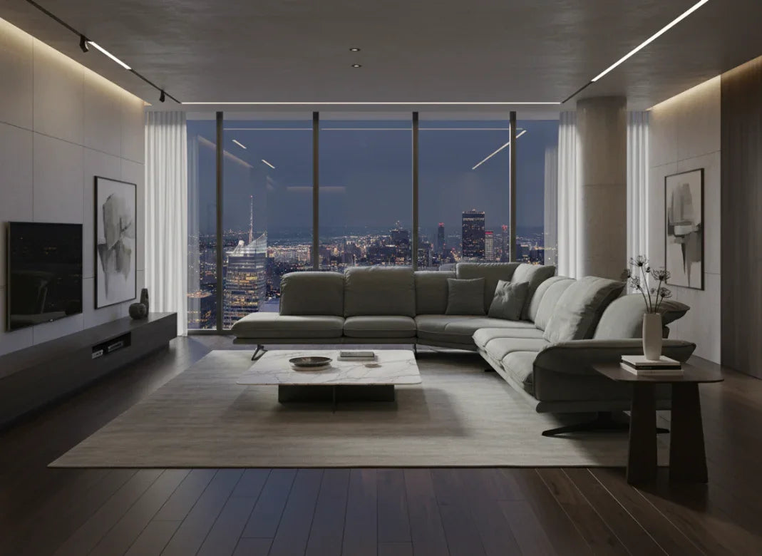 W.SCHILLIG Longchair olivia 24670 (B=336 cm) Leder Z85/26 eucalyptus - Komfortmöbel24