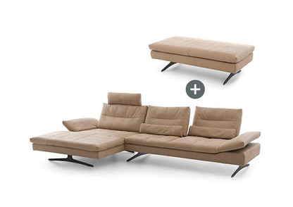 W.SCHILLIG Bundle Longchair seventy5 (B 342 cm) 16741 Leder Z78/49 sand