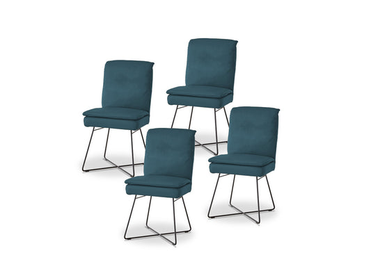 W.SCHILLIG seat&eat lounge 11752 MZ Leder Z69/29 ocean blue - 4er-Set