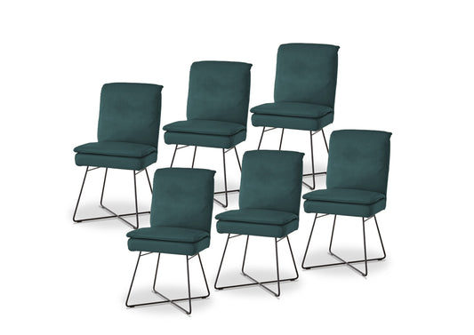 W.SCHILLIG seat&eat lounge 11752 MZ Leder Z79/26 petrol blue - 6er-Set