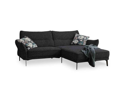 Ponsel Longchair Sofa Marie S378 Stoff grau mit Biese - Komfortmöbel24