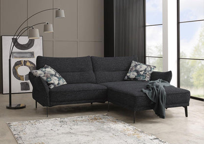 Ponsel Longchair Sofa Marie S378 Stoff grau mit Biese - Komfortmöbel24