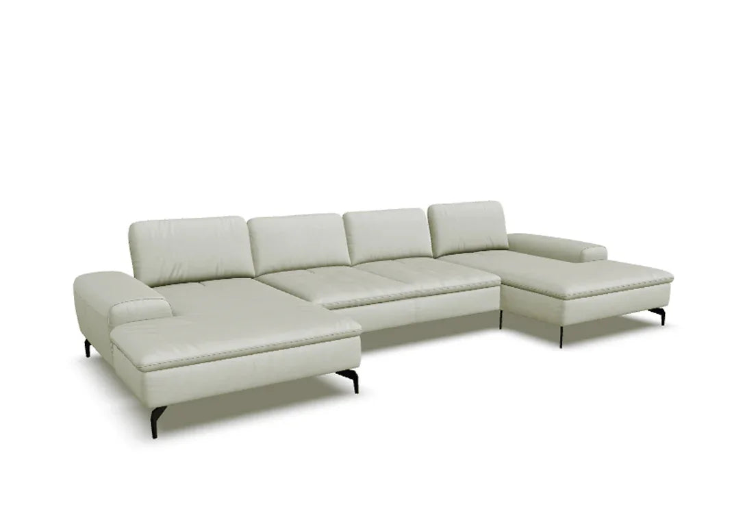 W.SCHILLIG Doppel-Longchair valentinoo 16540 Leder Z73/43 cream white + Kissen + Kopfstütze