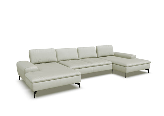 W.SCHILLIG Doppel-Longchair valentinoo 16540 Leder Z73/43 cream white + Kissen + Kopfstütze