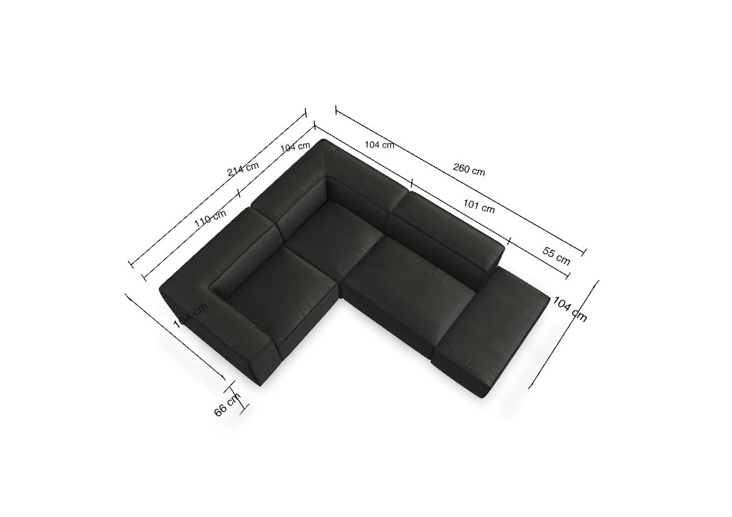 W.SCHILLIG Ecksofa around-the-block 18050 (B=260 cm) Leder Z73/95 graphit