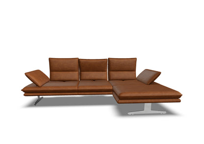 W.SCHILLIG Bundle Longchair broadway 16777 (B=291 cm) Leder Z77/50 cognac mit KF inkl. Hocker und Nierenkissen
