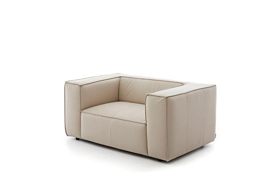 W.SCHILLIG Loveseat around-the-block 18050 M80 Leder Z59/20 eisgrau