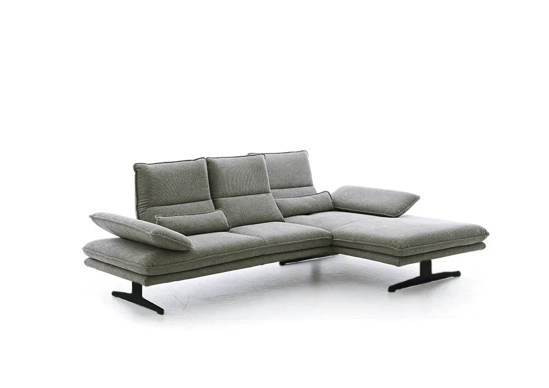 W.SCHILLIG Bundle Longchair broadway 16777 (B=291 cm) Stoff R66/94 grey inkl. Hocker G120 + 2 Kissen