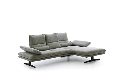 W.SCHILLIG Bundle Longchair broadway 16777 (B=291 cm) Stoff R66/94 grey inkl. Hocker G120 + 2 Kissen