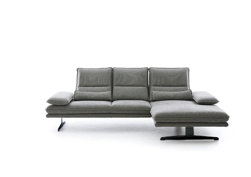 W.SCHILLIG Bundle Longchair broadway 16777 (B=291 cm) Stoff R66/94 grey inkl. Hocker G120 + 2 Kissen