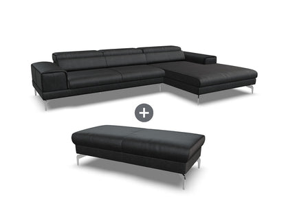 W.SCHILLIG Bundle Longchair piedroo plus 21156 (B=323 cm) Leder Z77/55 zartbitter inkl. Hocker G140