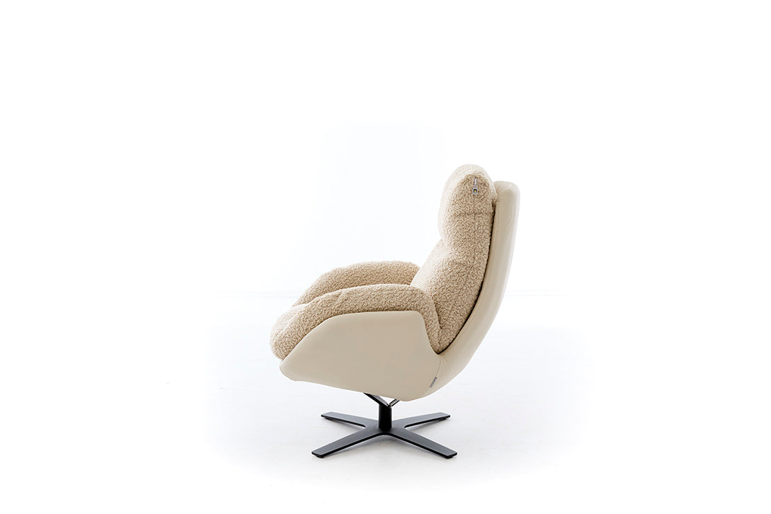 W.SCHILLIG Einzelsessel/Funktionssessel cloud9 - 31800 MD Leder/Stoff Kombi Z73/44 elfenbein V67/44 ivory mit Hocker