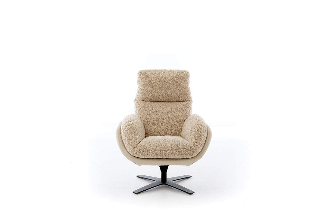 W.SCHILLIG Einzelsessel/Funktionssessel cloud9 - 31800 MD Leder/Stoff Kombi Z73/44 elfenbein V67/44 ivory mit Hocker