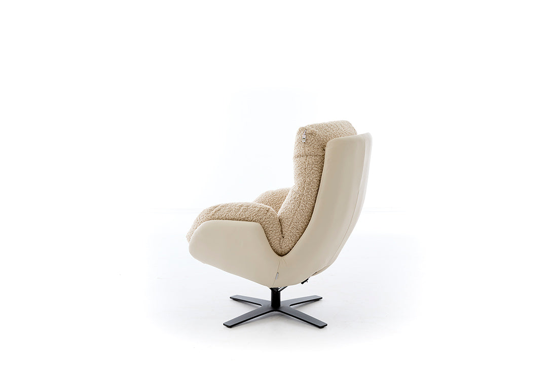 W.SCHILLIG Einzelsessel/Funktionssessel cloud9 - 31800 MD Leder/Stoff Kombi Z73/44 elfenbein V67/44 ivory mit Hocker