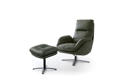 W.SCHILLIG Einzelsessel/Funktionssessel cloud9 - 31800 MD Leder Z82/39 forest mit Hocker
