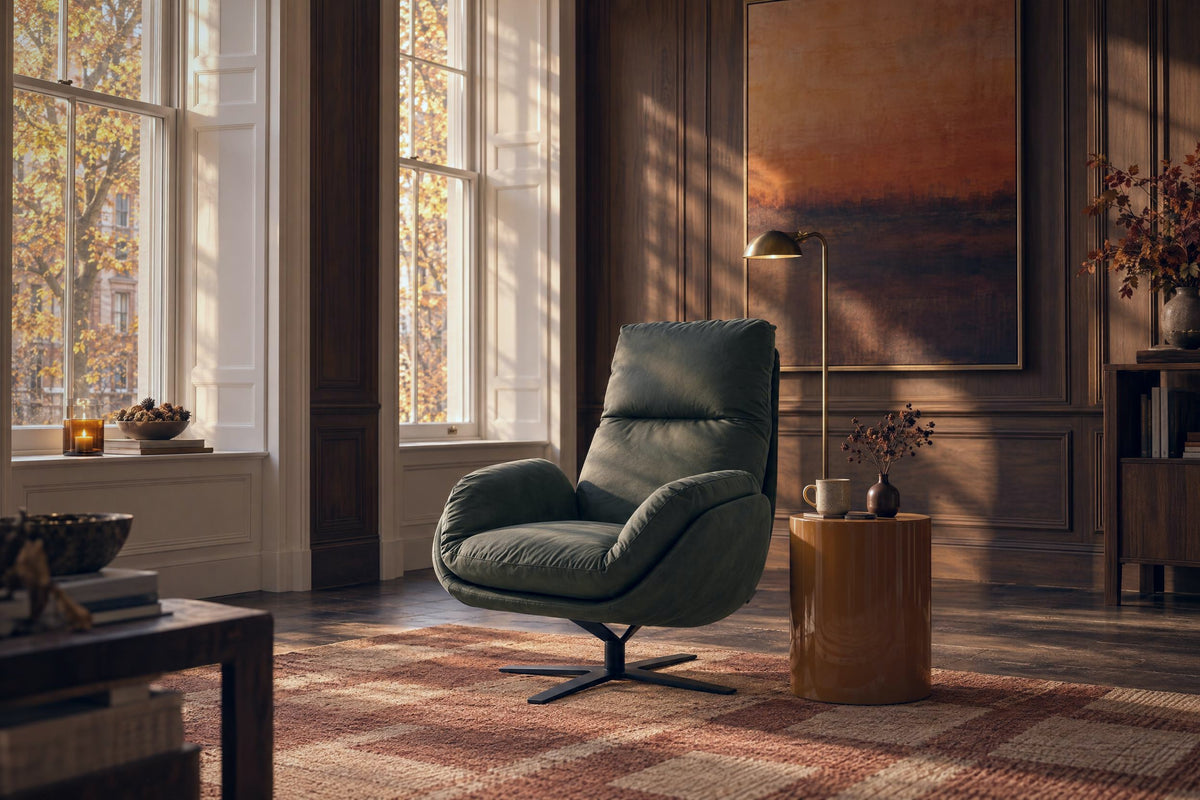 W.SCHILLIG Einzelsessel/Funktionssessel cloud9 - 31800 MD Leder Z82/39 forest mit Hocker