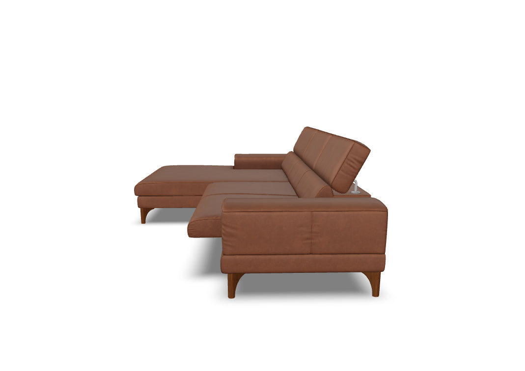 W.SCHILLIG Longchair piedroo plus 21156 (B=303 cm) Leder Z75/50 cognac inkl. Kissen