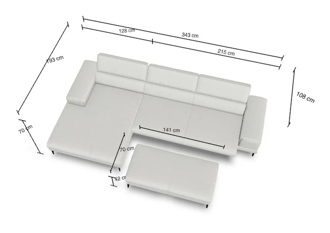 W.SCHILLIG Longchair piedroo plus 21156 (B=343 cm) Leder Z84/43 ivory NEU! - Komfortmöbel24