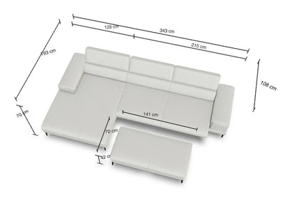 W.SCHILLIG Longchair piedroo plus 21156 (B=343 cm) Leder Z84/43 ivory NEU! - Komfortmöbel24