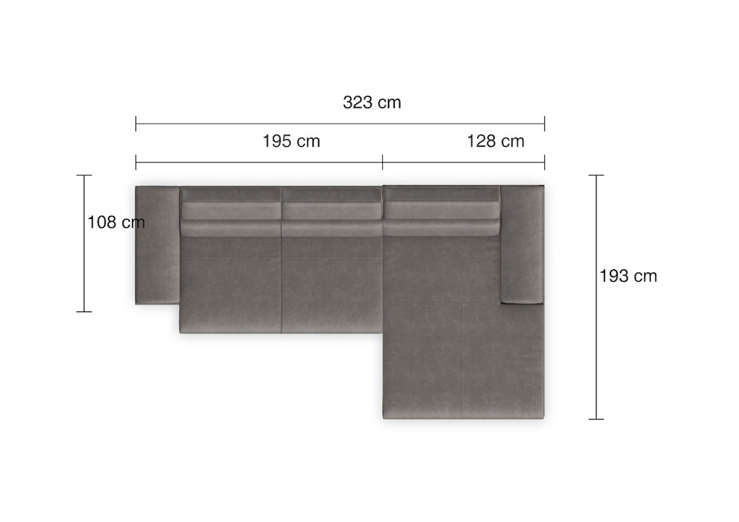 W.SCHILLIG Longchair piedroo plus 21156 (B=323 cm) Leder Z77/25 elephant grey