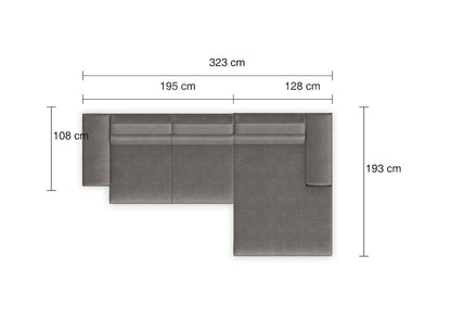 W.SCHILLIG Longchair piedroo plus 21156 (B=323 cm) Leder Z77/25 elephant grey