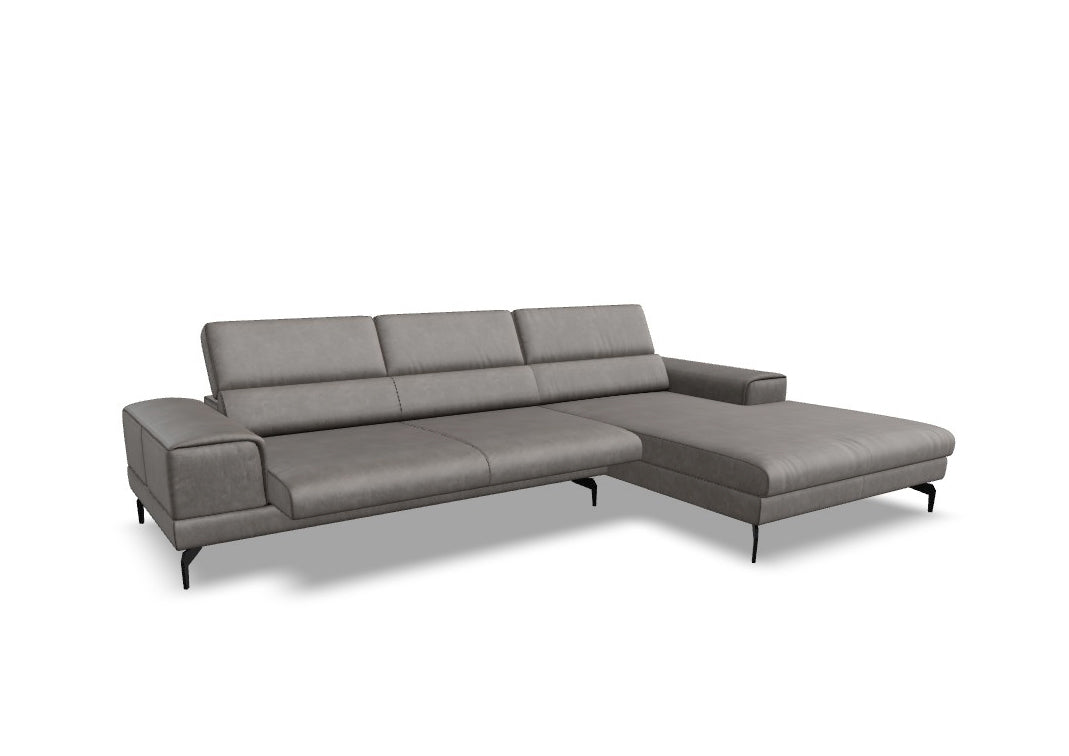 W.SCHILLIG Longchair piedroo plus 21156 (B=323 cm) Leder Z77/25 elephant grey