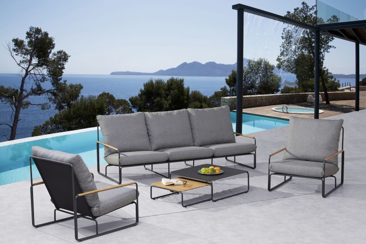 BEST Freizeitmöbel - 5-teilige Lounge-Gruppe Portofino anthrazit - Komfortmöbel24