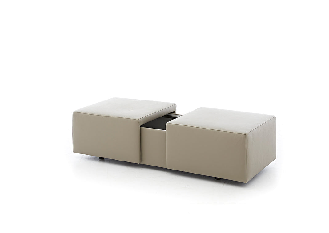 W.SCHILLIG Hocker «taboo» 22070 GF004 in Leder Z59/21 stone mit Kontrastfaden
