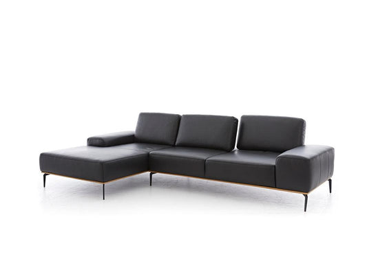 W.SCHILLIG Longchair run 16555 Leder Z73/99 schwarz - Komfortmöbel24